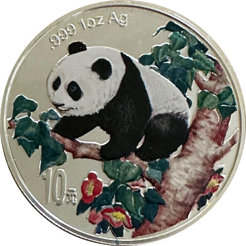 1 Unze China Panda 1998 Silbermünze in Farbe