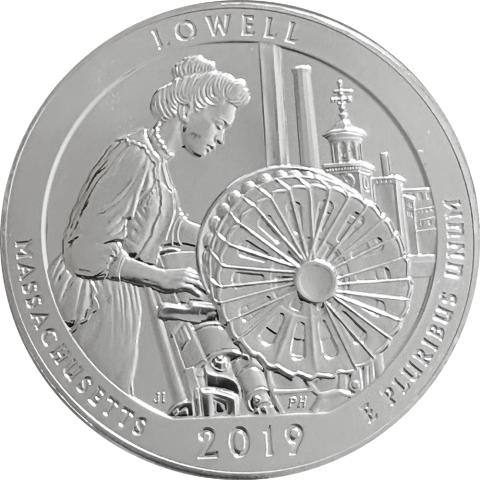 America the Beautiful 5 Unzen Silber Lowell Massachusetts 2019