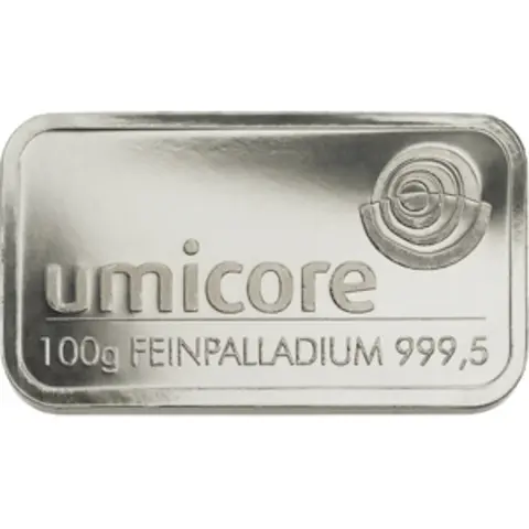 Palladiumbarren 100 Gramm Heraeus Umicore Degussa kaufen und verkaufen