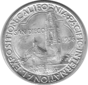 Halve Dollar 1936 San Diego Californien 1/2 Silber Dollar