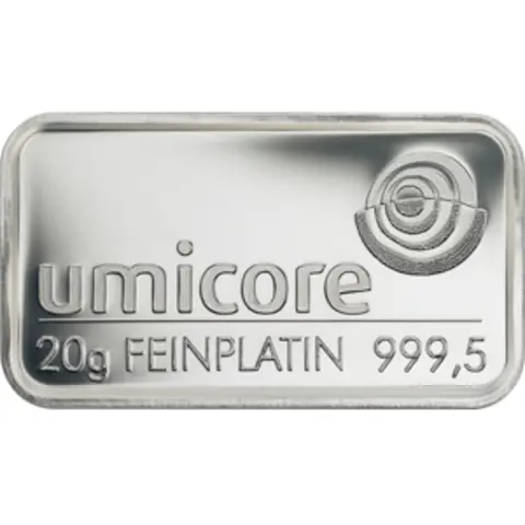 Platinbarren 20 Gramm Heraeus Umicore Degussa kaufen und verkaufen