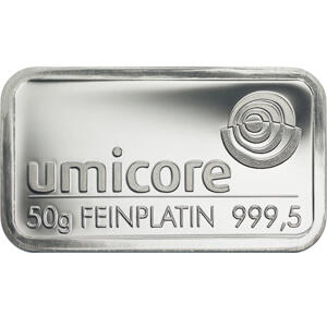 Platinbarren 50 Gramm Heraeus Umicore Degussa kaufen und verkaufen