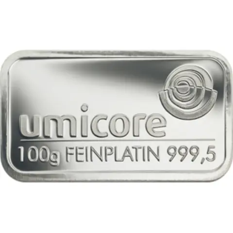 Platinbarren 100 Gramm Heraeus Umicore Degussa kaufen und verkaufen