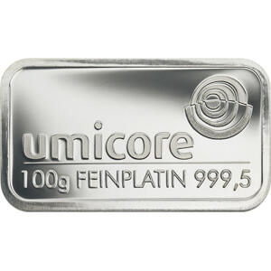 Platinbarren 100 Gramm Heraeus Umicore Degussa kaufen und verkaufen