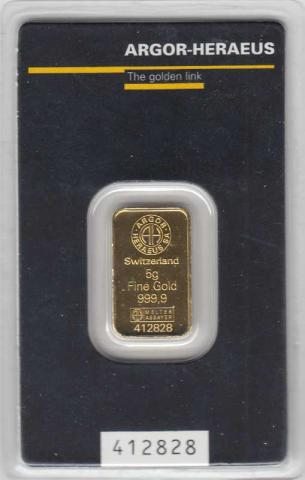 Goldbarren 5 Gramm Argor Heraeus
