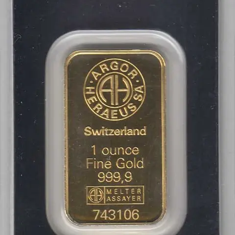 Goldbarren 1 Unze Argor Heraeus