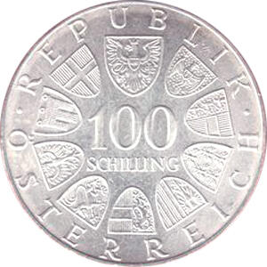 100 Schilling Silbermünzen Österreich 1991-2001