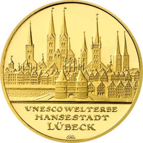 100 Euro Goldmünze 2007 UNESCO Weltkulturerbe Stadt Lübeck