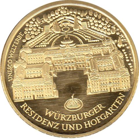 100 Euro Goldmünze 2010 UNESCO Weltkulturerbe Stadt Würzburg