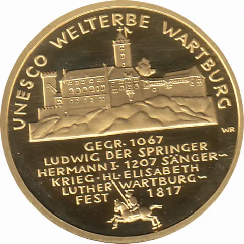 100 Euro Goldmünze 2011 UNESCO Weltkulturerbe Stadt Wartburg