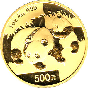 China Panda 1 Unze 2008 Goldpanda 500 Yuan