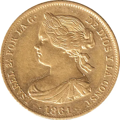 Spanien 100 Reales Goldmünze Isabel II 1861