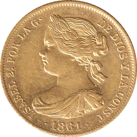 Spanien 100 Reales Goldmünze Isabel II 1861