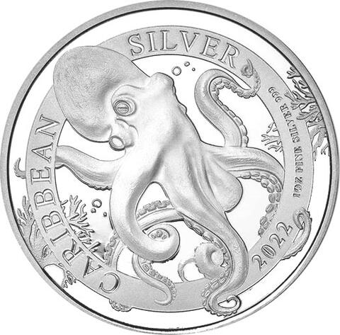 Barbados Caribbean 1 Unze Silber Octopus 2022