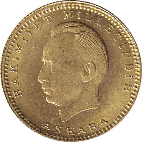 Türkei 100 Piaster Goldmünze Ankara Inönü seit 1923