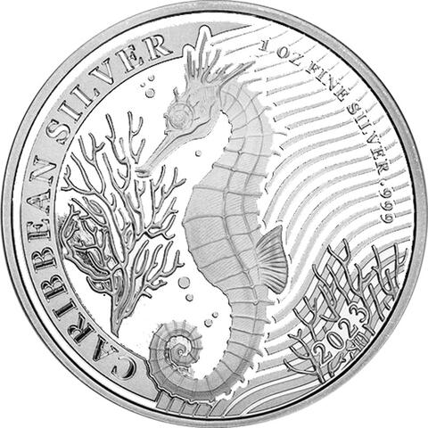 Barbados Caribbean 1 Unze Silber Seepferdchen 2023