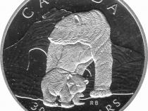 Platin Kanada 1990 Eisbären proof