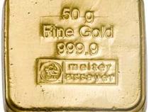 Goldbarren 50 Gramm Heimerle gegossen Responsive & Fair