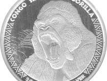 Congo Silbermünze 1 Unze Silverback Gorilla 2015