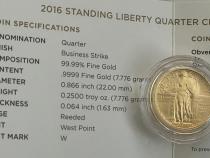 Standing Liberty US Gold 1/4 Unze 2016 PP