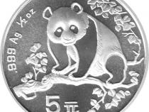 China Panda 1/2 Unze Silber 5 Yuan 1993
