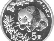 China Panda 1/2 Unze Silber 5 Yuan 1998 