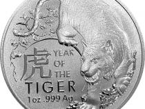 Australian RAM Tiger Lunar II Silber 1 Unze 2022