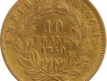 10 Franc Napoleon III mit Kranz Goldmünze 