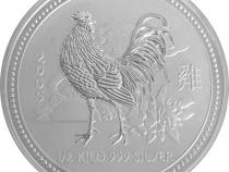 Lunar I Silbermünze Australien Hahn 1/2 Kilo 2005 Perth Mint
