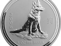 Lunar I Silbermünze Australien Hund 5 Unzen 2006