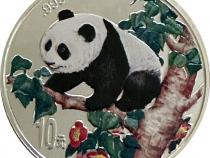 1 Unze China Panda 1998 Silbermünze in Farbe