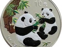 1 Unze China Panda 2006 Silbermünze in Farbe