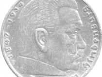 Hindenburg mit Kreuz 5 Reichsmark Silbermünze