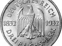 Jaeger 350 Weimarer Republik 3 Reichsmark Wolfgang Goethe 1932