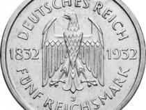 Jaeger 351 Weimarer Republik 5 Reichsmark Wolfgang Goethe 1932