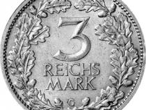 Jaeger 349 Weimarer Republik 3 Reichsmark Kursmünze 1931-1933