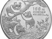 China Panda 12 Unzen 1990 PP Silberpanda 100 Yuan mit Box