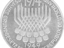 5 DM Silber Gedenkmünze Grundgesetz 1974