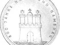 10 DM Silber Gedenkmünze Hafen Hamburg 1989