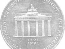 10 DM Silber Gedenkmünze Brandenburger Tor 1991