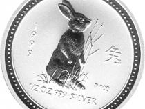 Lunar I Silbermünze Australien Hase 1/2 Unzen 1999 Perth Mint