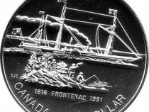 Canada Silber Gedenkmünze 1 Dollar Schiff Frontenac 1991