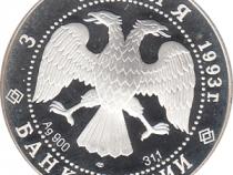 3 Rubel Silber 1993 Olympische Spiele Fußball