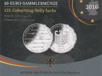 20 Euro Silber Gedenkmünze PP 2016 Nelly Sachs