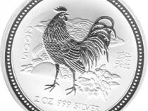 Lunar I Silbermünze Australien Hahn 2 Unzen 2005 Perth Mint