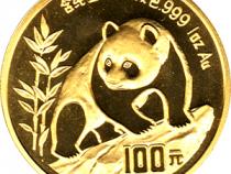 China Panda 1 Unze 1990 Goldpanda 100 Yuan