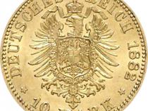10 Mark Kaiserreich 1882 Reuss jüngere Linie Heinrich XIV Jaeger 255
