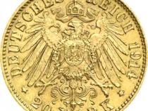 20 Mark Kaiserreich Bayern 1914 Ludwig III Jaeger 202