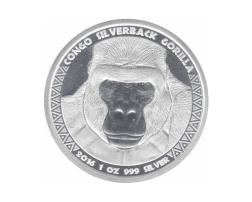 Congo Silbermünze 1 Unze Silverback Gorilla 2016