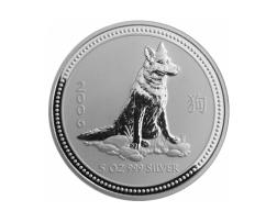 Lunar I Silbermünze Australien Hund 5 Unzen 2006
